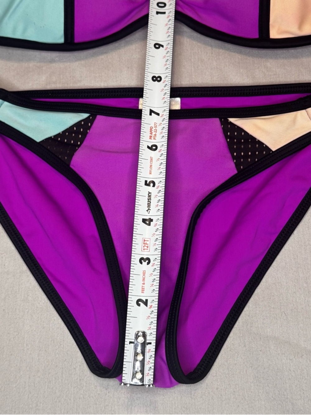 Vintage Body Glove Bikini XS Strapless Colorblock Mesh Swim Set - Picture 7 of 9